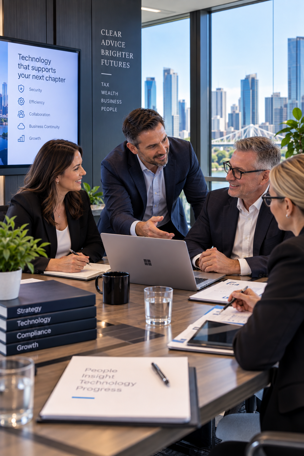 technology-accounting-financial-services-brisbane Accounting firm leaders discussing technology and cybersecurity priorities